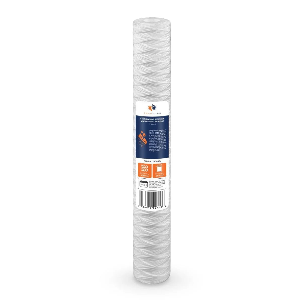 Aquaboon 1 Micron 20" x 2.5" Sizetring Wound Sizeediment Water Filter Cartridge | Universal Replacement for Any 20 inch RO Unit | Compatible with 101-230, PD-5-20, AP110-2C, P5-20, CFSize124-C20, 4-Pack