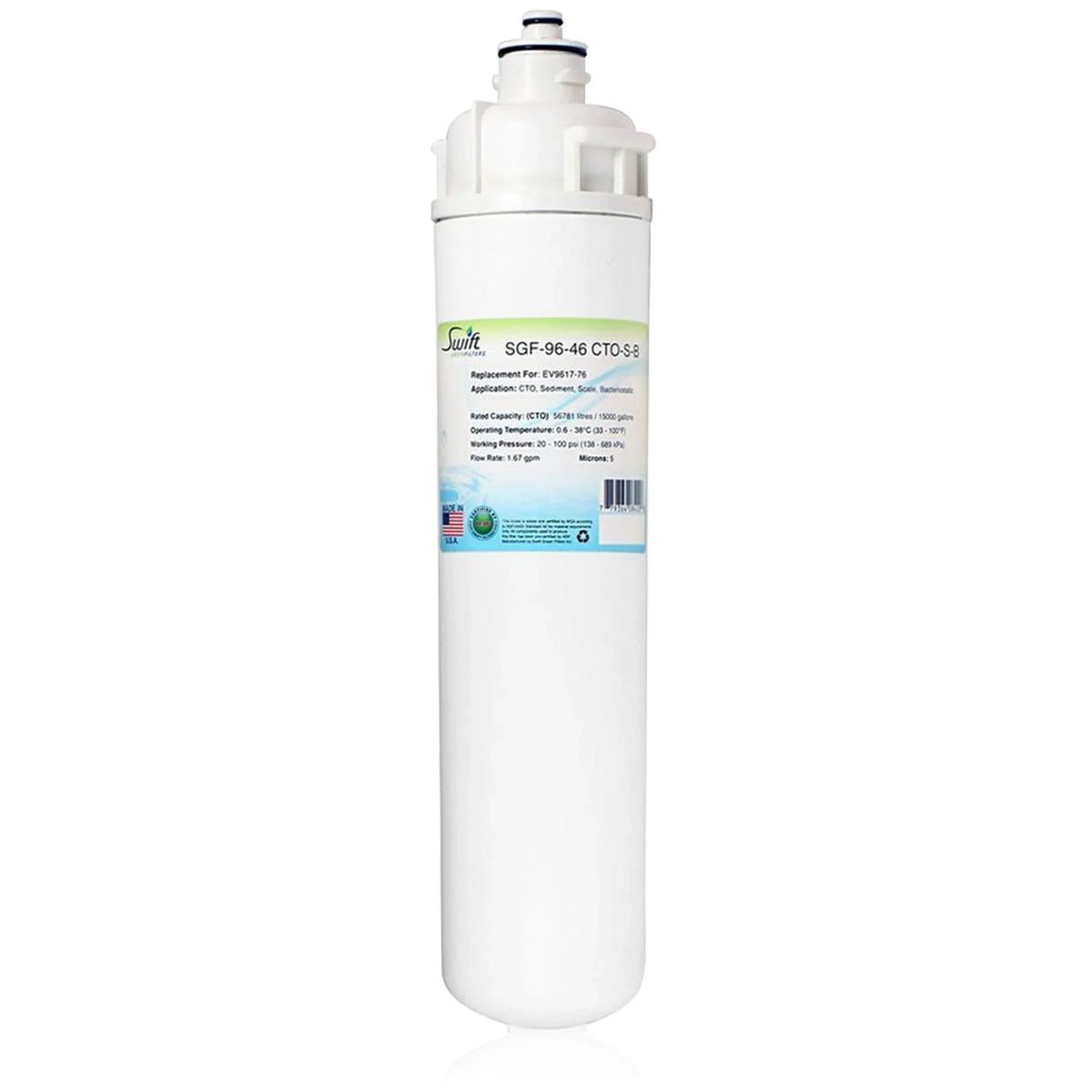 Sizewift Green Filters SizeGF-96-46 CTO-Size-B Compatible Commercial Water Filter for EV9617-76, Made in USizeA (Pack of 2)