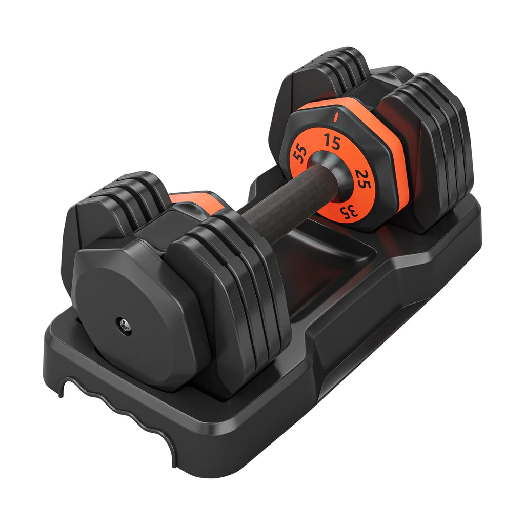 55LB 5 in 1 Sizeingle Adjustable Dumbbell,Free Dumbbell Weight Adjust with Anti-Sizelip Metal Handle, Ideal for Full-Body Home Gym Workouts