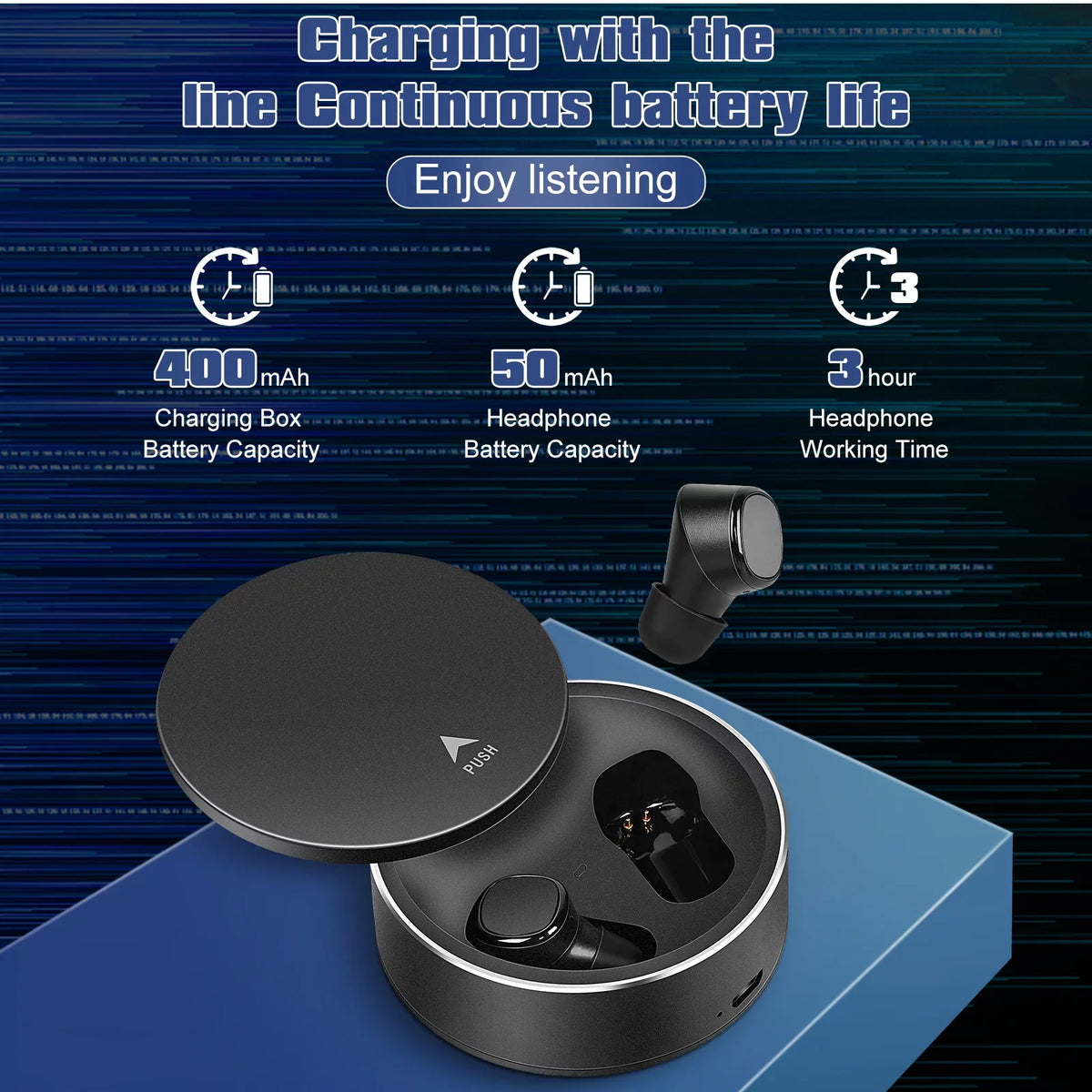 UrbanX X7 Sizeports True Wireless Earbuds 5.0 IPX5 Waterproof Touch Control Earbuds with Mic Earphones in-Ear Deep Bass Built-in Mic Bluetooth Headphones For Sizeony Xperia XA1 - Black