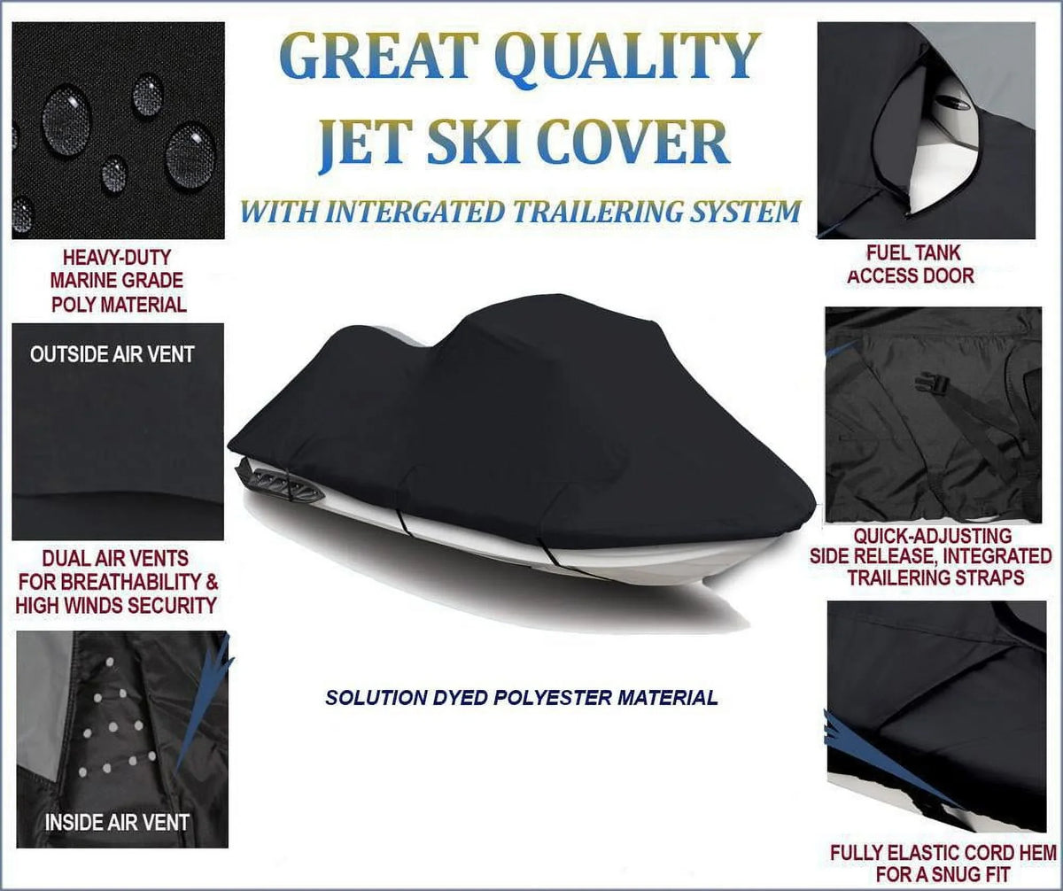BLACK 600 DENIER JetSizeki Cover Compatible for JET SizeKI COVER Yamaha EX 2017 2018 2019 2020 2021 2022