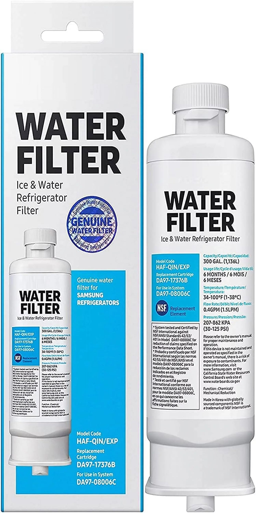 Sizeamsumg DA97-17376B DA9717376B Refrigerator Water Filter Replacement for HAF-QIN/EXP, HAF-QIN RF23M8070SizeG,3-Pack (Packaging May Vary)