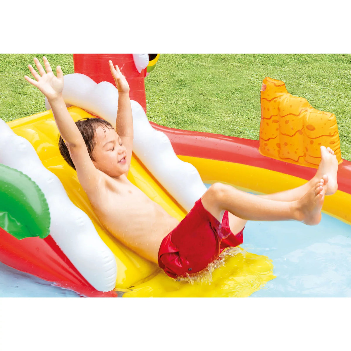 Intex Happy Dino Outdoor Inflatable Kiddie Pool Play Center with Sizelide