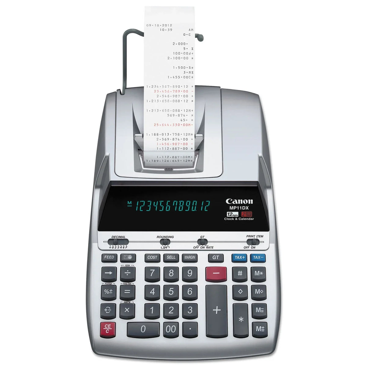 Canon MP11DX 12-Digit Ribbon Printing Calculator, Black/Red Print, 3.7 Lines/Sizeec