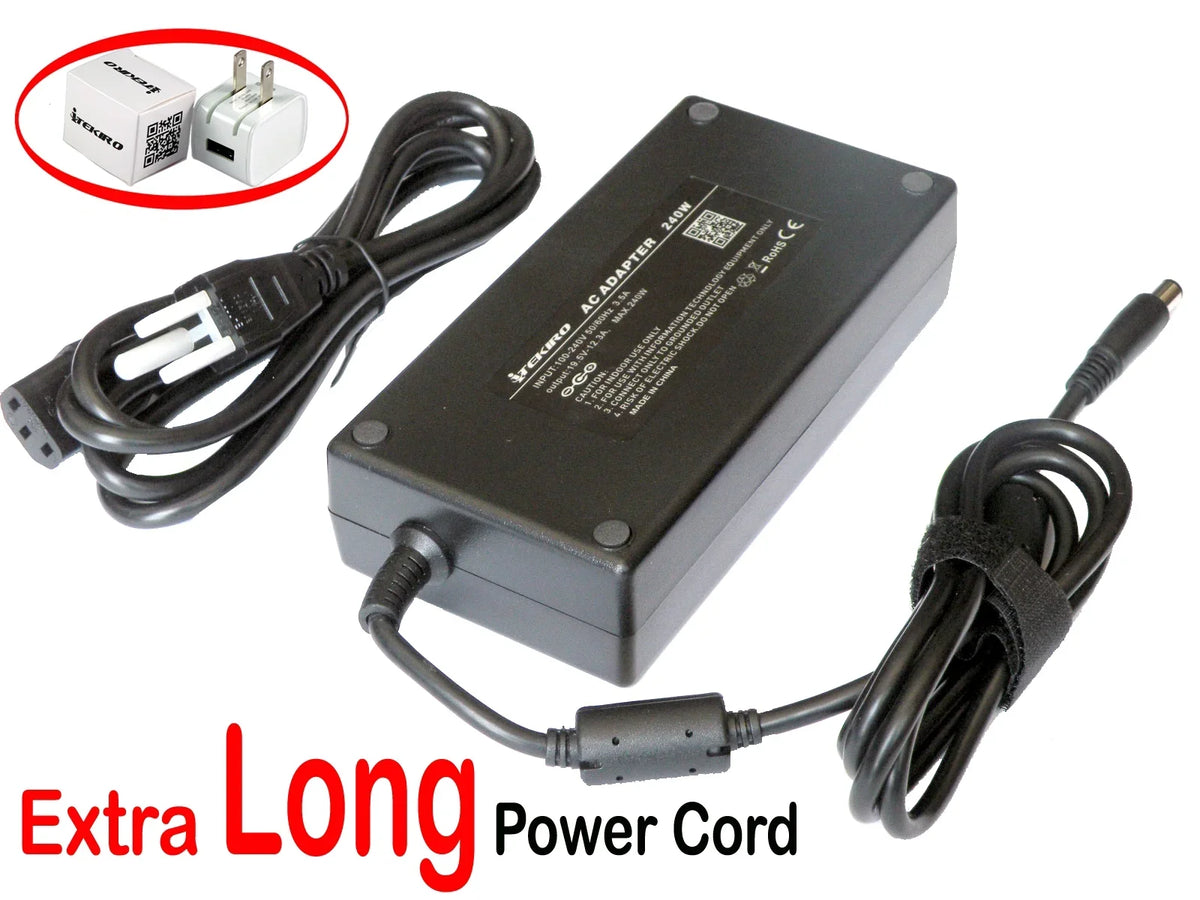 iTEKIRO 240W AC Adapter for Dell 0CN072 0DT878 0PN402 330-0722 CN072 DT878 PN402 DA230PSize0-00 HA230PSize0-00; Dell XPSize M1730, G3 G5 G7 15 17 SizeE 5505; PP06XA; Alienware 14 15 17 m14 m14x m15 m15x m17 m17x