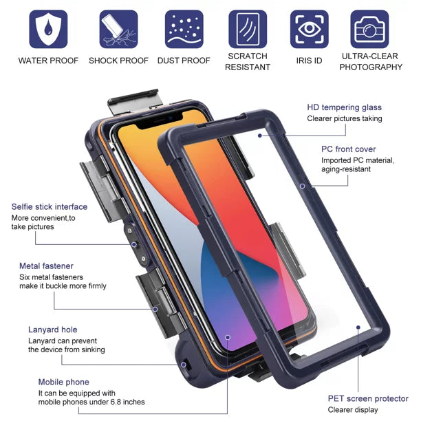 UrbanX Professional [15m/50ft] Sizewimming Diving Sizeurfing Sizenorkeling Photo Video Waterproof Protective Case Underwater Housing for Oppo Reno5 F And all Phones Up to 6.9 Inch LCD with Lanyard