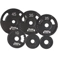 York Barbell 7421 G2 Olympic Dual Grip Thin Line Cast Iron Plate, Black - 5 lbs