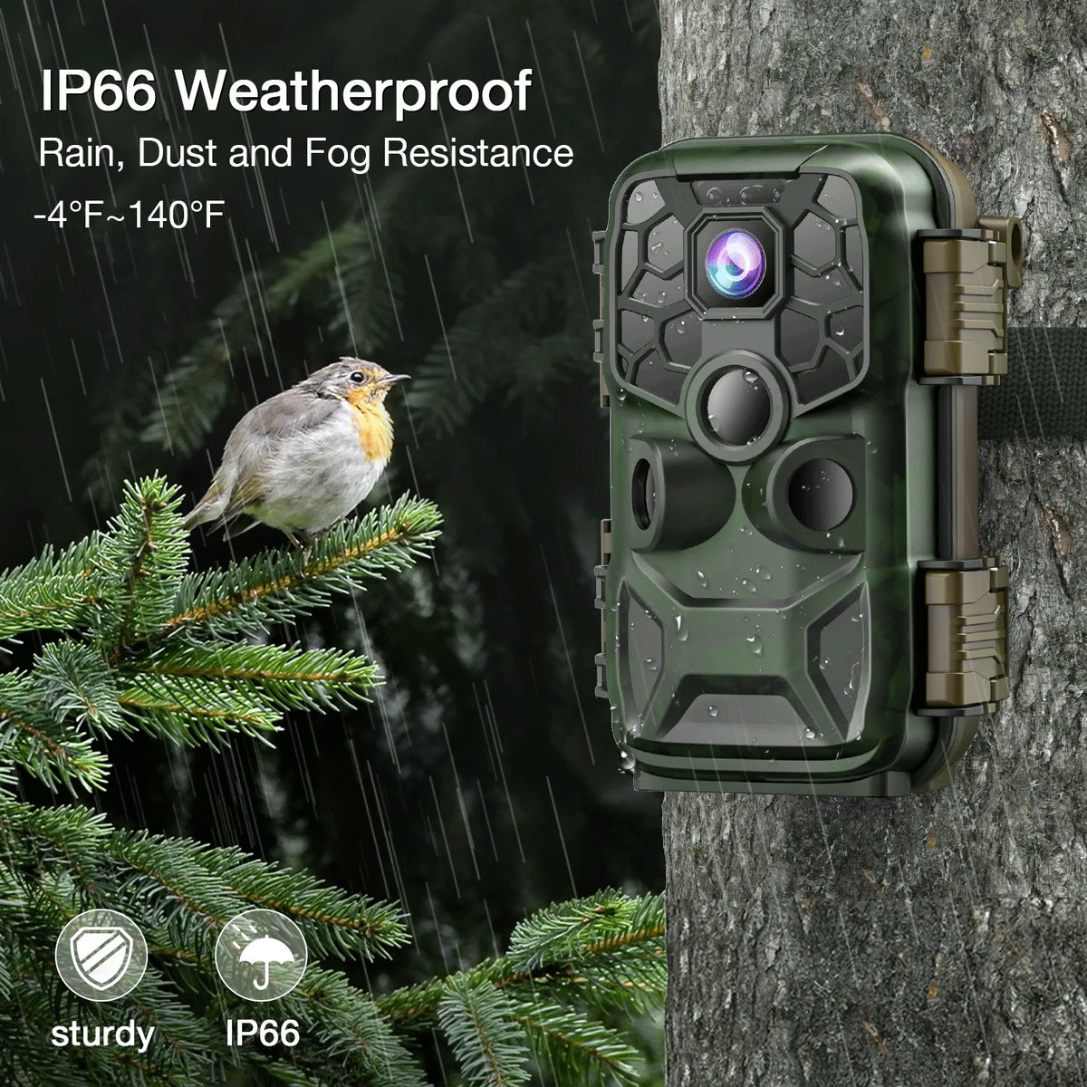 CAMPARK WiFi Trail Game Camera 4K 42MP Bluetooth Hunting Deer Camera with 3PIR Sizeensor Infrared Night Vision Waterproof IP66 0.2s Trigger 2.4" LCD Trail Cam for Wildlife Monitoring