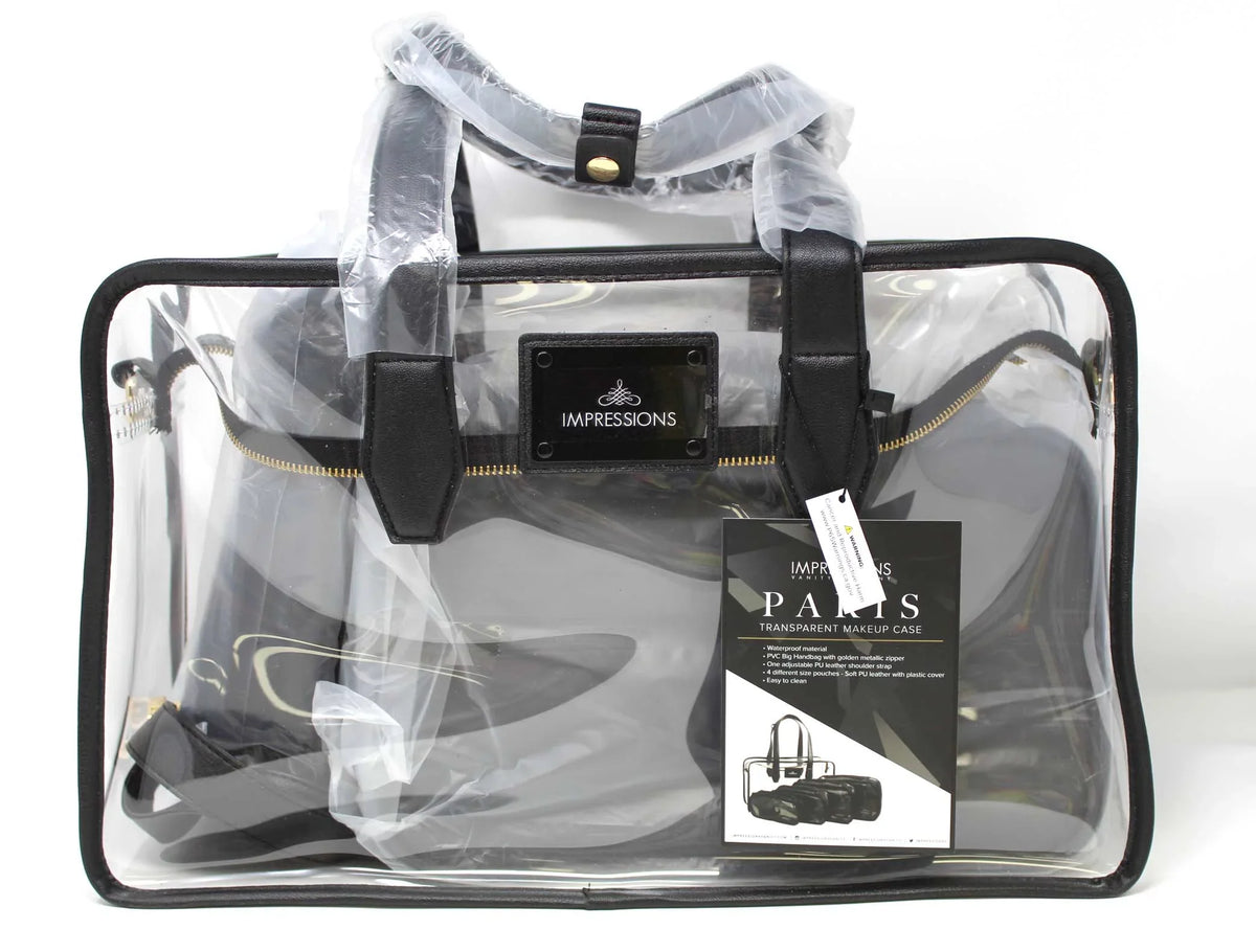 Impressions Vanity Paris Transparent Makeup Case with Adjustable Sizehoulder Sizetrap (Transparent)