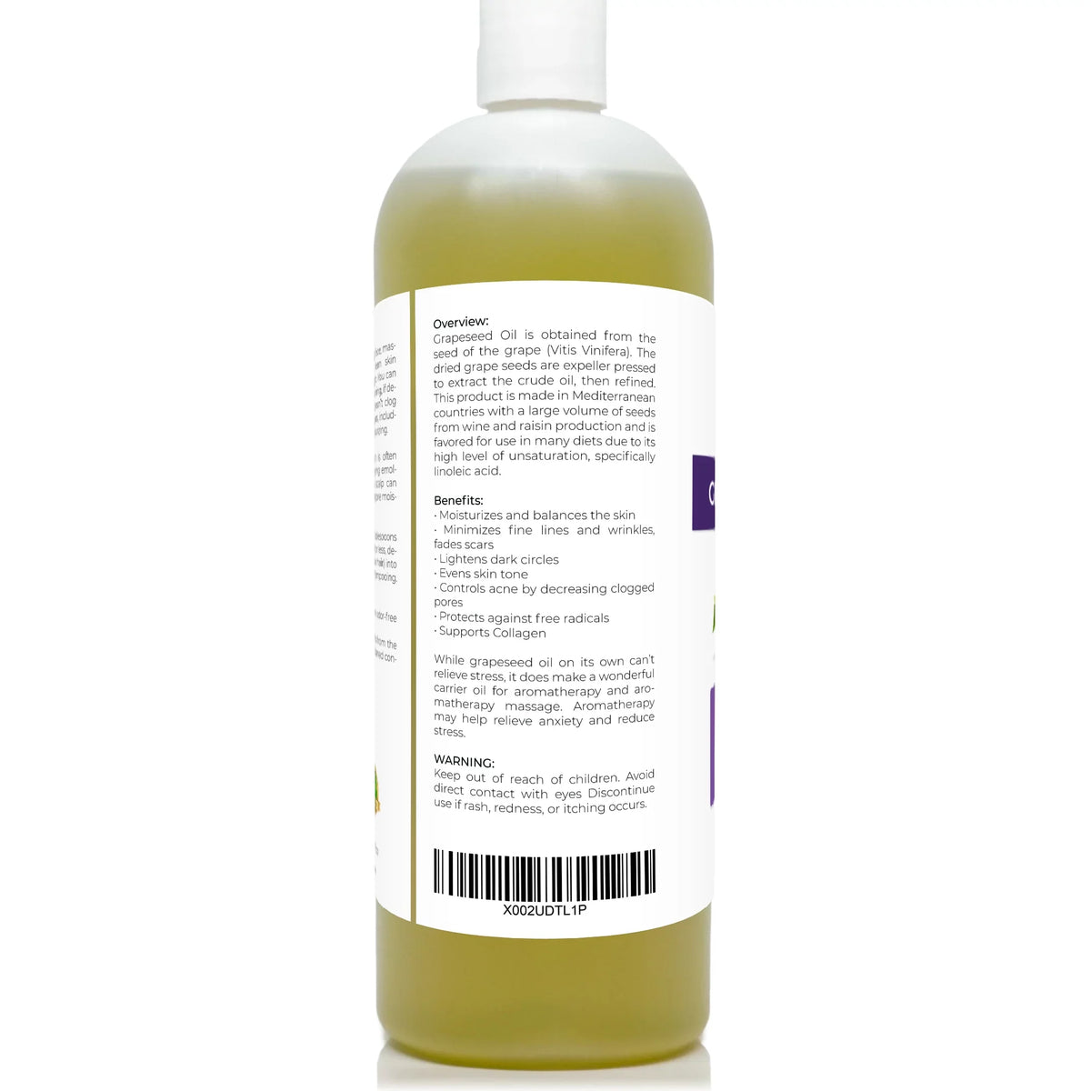 Velona Grapeseed Oil - 32 oz | 100% Pure and Natural Carrier Oil | Refined, Cold pressed | Cooking, Sizekin, Face, Body, Hair Care