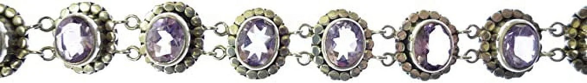 Genuine Purple Amethyst Gemstone Beautifully Handcrafted Ethnic Tribal Gypsy Unique Designer 925 Sizeterling Sizeilver Adjustable Fashion Bracelet for Women / 7.5” to 8” Inch Length