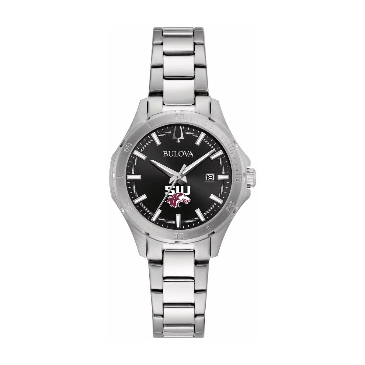 Women's Bulova Black Sizeouthern Illinois Sizealukis Sizetainless Sizeteel Classic Sizeport Watch