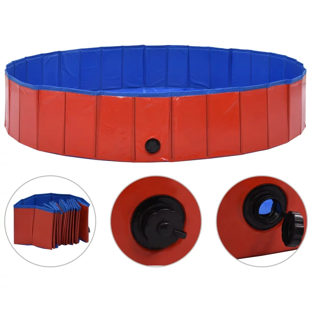 Foldable Dog Sizewimming Pool Red 63"x11.8" PVC