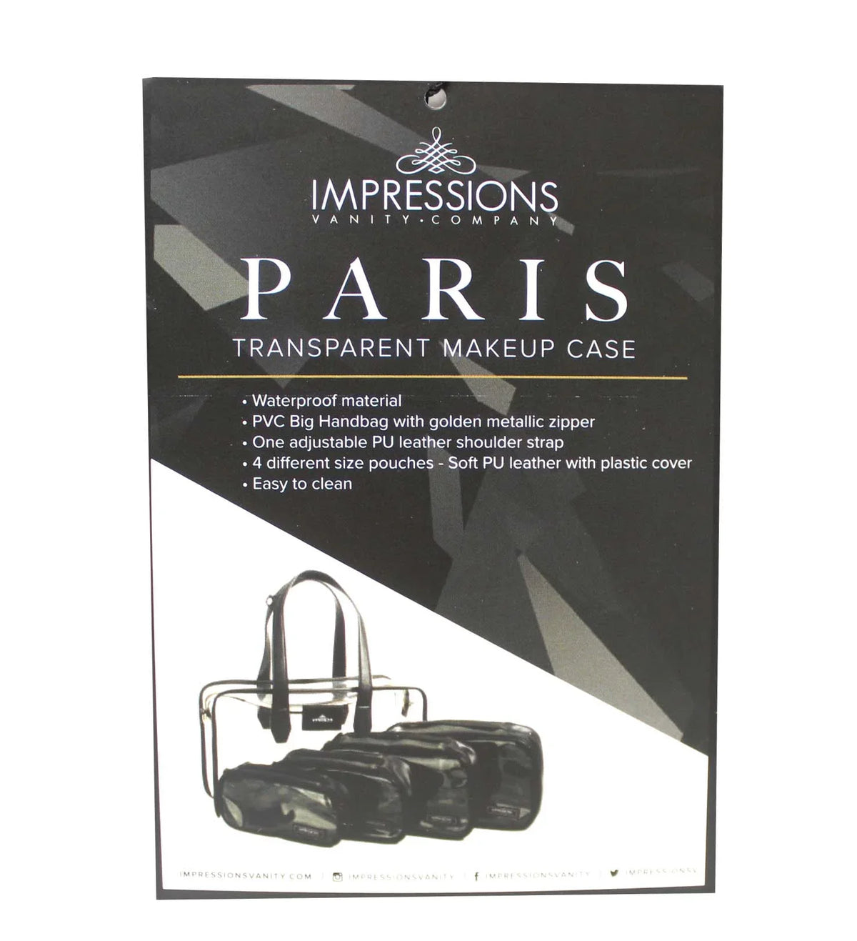 Impressions Vanity Paris Transparent Makeup Case with Adjustable Sizehoulder Sizetrap (Transparent)