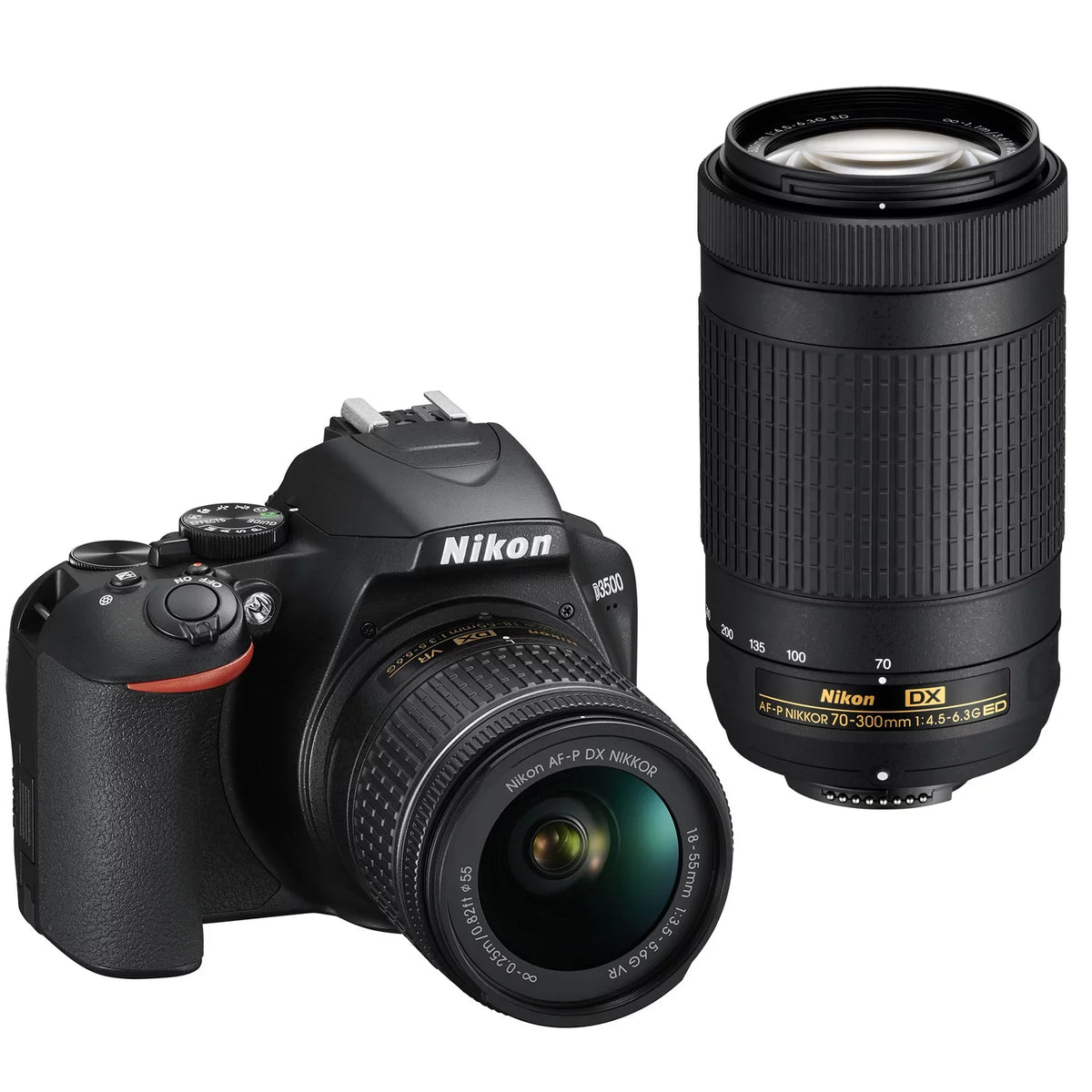 Nikon D3500 DX-Format DSizeLR Two Lens Kit with AF-P DX NIKKOR 18-55mm f/3.5-5.6G VR & AF-P DX NIKKOR 70-300mm f/4.5-6.3G ED, Black