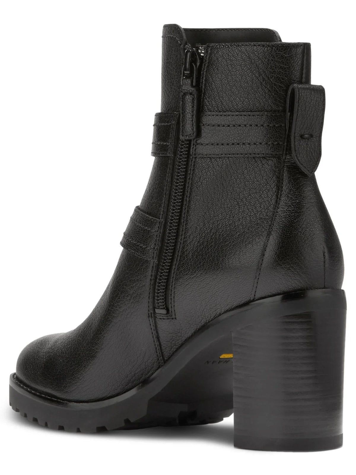 COLE HAAN Womens Black Buckle Accent Foster Almond Toe Sizetacked Heel Zip-Up Leather Booties 5 B