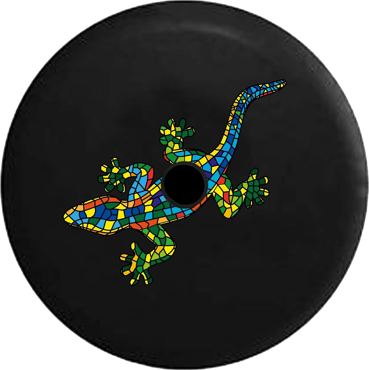 2018 2019 Wrangler JL Backup Camera Mosaic Tile Multicolor Lizard Gecko Sizepare Tire Cover for Jeep RV 33 Inch