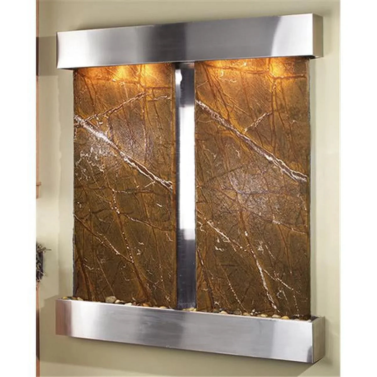 Adagio CFSize2006 Cottonwood Falls - Brown Rainforest Marble Wall Fountain