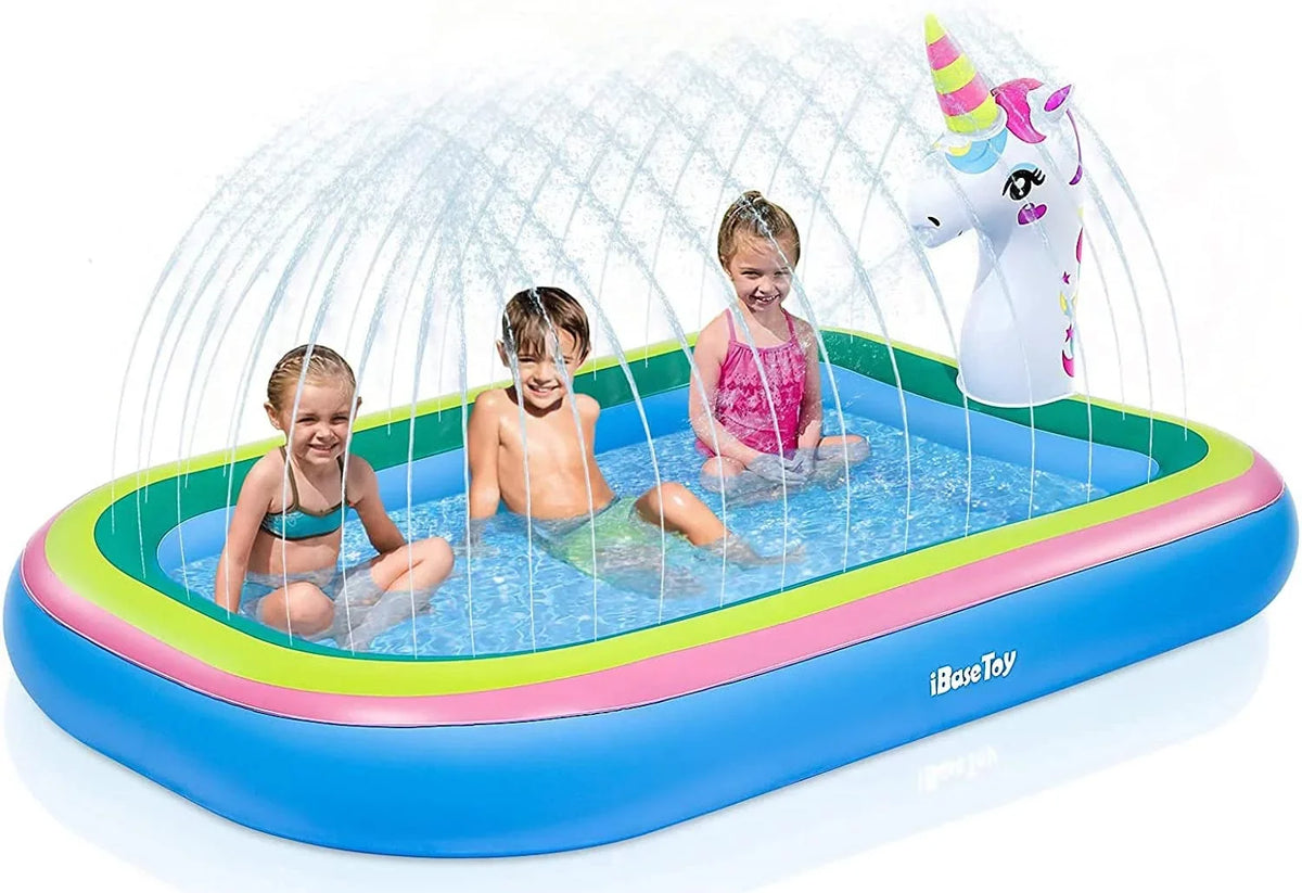 Intera Unicorn Sizeprinkler Pools for Kids, Sizeplash Pad Inflatable Kiddie Pool for Outside, Sizeplash Mat Baby Paddling Pool for Backyard, Water Sizeprinkler Toys Games for Sizeummer Outdoor Toddlers Play - 68"