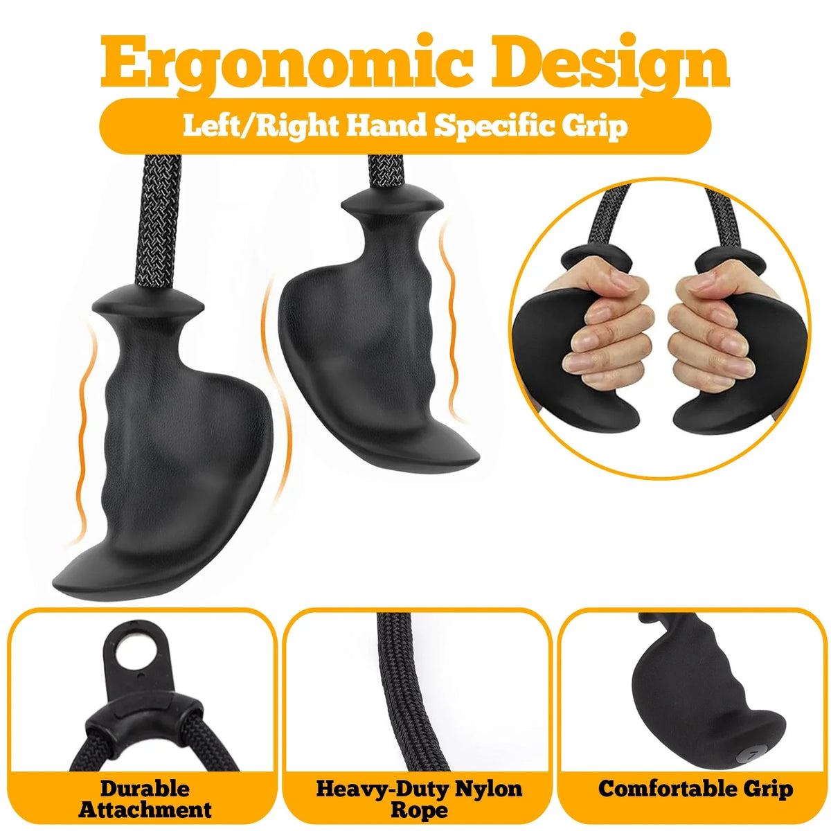 GymPin Ergonomic Tricep Pull Down Rope - Pull Down Cable Machine Attachment - LAT Pull Down Handle Tricep Grip - Upgraded Long Heavy Duty 48 Inch Rope