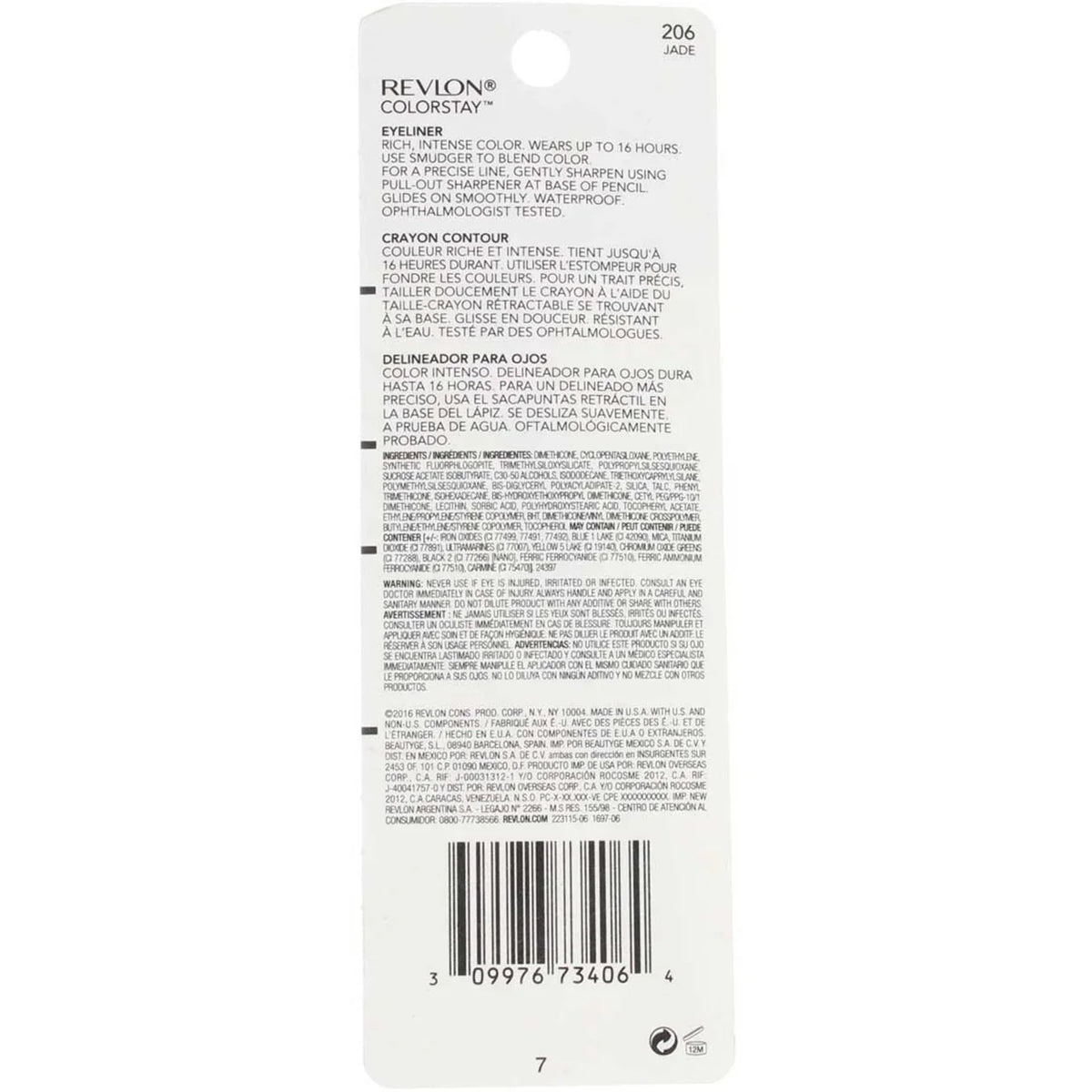 Revlon ColorSizetay Eyeliner Pencil, Jade [206] 0.01 oz (Pack of 4)