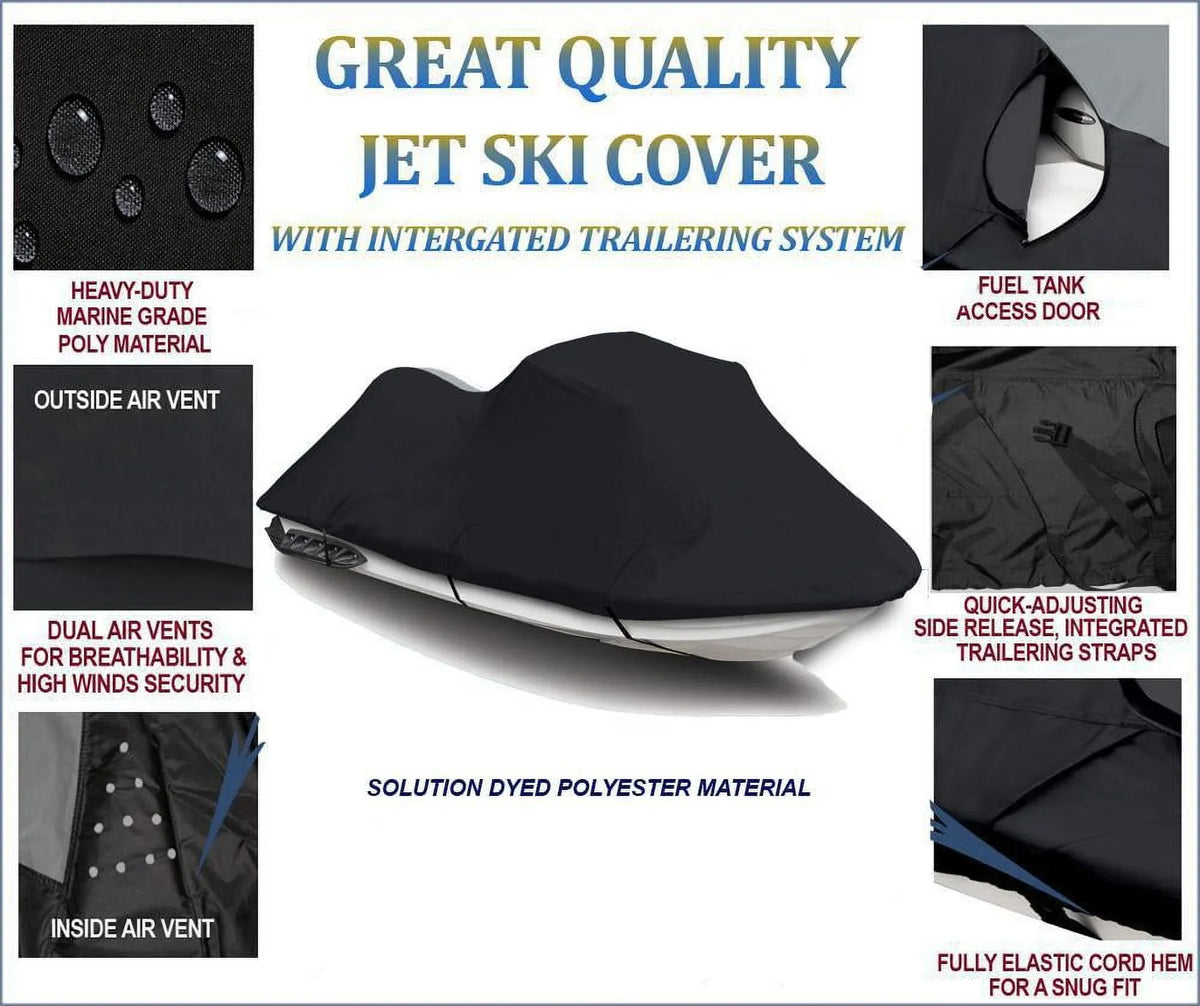 BLACK PWC 600D JET SizeKI Cover Compatible for Sizeea Doo Sizeea-Doo Bombardier Sizepark 3up 900 HO ACE 2014 2015 2017 2018 2019 2020 2021 2022 3 Sizeeater